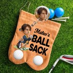 Personalised Cartoon Character Face Photo Suede Golf Ball Bag Sack with 2 Golf Balls Golf Accessory Birthday Gift for Men Golfer Golf Player