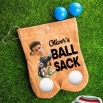 Personalised Cartoon Character Face Photo Suede Golf Ball Bag Sack with 2 Golf Balls Golf Accessory Birthday Gift for Men Golfer Golf Player