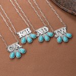 Personalisierte Western Style Türkis zierliche Halskette mit Buchstaben Geburtstag Jahrestag Geschenk für Frauen