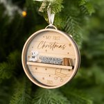 Personalised Bookshelf and Teddy Bear Wooden Christmas Tree Ornament with Name and Year Block Tree Decor First Christmas Gift for New Parents Newborns