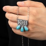 Personalisierte Western Style Türkis zierliche Halskette mit Buchstaben Geburtstag Jahrestag Geschenk für Frauen