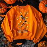 Spersonalizowana bluza Halloween Skeleton Pumpkin Candy z imieniem Prezent na Halloween dla rodziny i przyjaciół