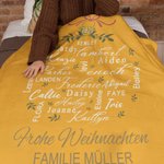 Personalisierte Wortwolke Weihnachtliche Weiche Decke mit Namen Text Jahr Frohe Weihnachten Weihnachtsgeschenk für Familie Freund