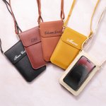 Personalised Portable PU Leather Crossbody Bag with Name and Touch Screen Window Travel Daily Use Birthday Gift for Women