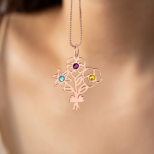 Personalizzato nascita fiore Birthstone collana Dainty gioielli uso quotidiano Anniversario regalo di compleanno per la donna mamma