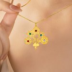Personalized Birth Flower Birthstone Necklace Dainty Jewellery Daily Use Anniversary Birthday Gift for Woman Mom