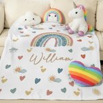 Personalisierte Herz Wolke Lächelnde Sonne Regenbogen Weiche Decke mit Namen Home Decor Weihnachten Geburtstag Geschenk für Kinder
