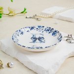 Personalized Chinoiserie Toile De Jouy Ceramic Jewelry Dish with Initial and Name Wedding Engagement Birthday Gift for Women