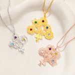 Personalized Birth Flower Birthstone Necklace Dainty Jewellery Daily Use Anniversary Birthday Gift for Woman Mom