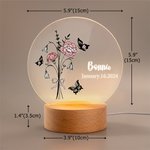 Henkilökohtainen Syntymä Kukka Akryyli LED yövalo puinen pohja ja nimi Home Decor Syntymäpäivä Äitienpäivä Morsiusneito lahja hänelle