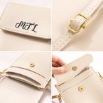 Personalised Portable PU Leather Crossbody Bag with Name and Touch Screen Window Travel Daily Use Birthday Gift for Women