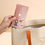 Personalized Cartoon Character Birth Flower PU Leather Makeup Brush Bag Set with Name and 8 Pcs Makeup Brushes Birthday Gift for Girls Women