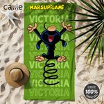 Personalised Cute Long-Tailed Marsupilami Oversized Beach Towel with Name Summer Holiday Pool Party Gift for Boys Girls | Callie × Marsupilami®