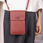 Personalised Portable PU Leather Crossbody Bag with Name and Touch Screen Window Travel Daily Use Birthday Gift for Women