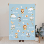 Acuarela Personalizada Animales del Bosque Manta Suave con Nombre Decoración del Hogar Baby Shower Cumpleaños Regalo para Niños Familia Amigos