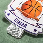 Gepersonaliseerd basketbal acryl opknoping ornament met naam en jaar boom decoratie kerstcadeau voor basketbal liefhebber