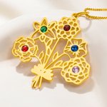 Personalized Birth Flower Birthstone Necklace Dainty Jewellery Daily Use Anniversary Birthday Gift for Woman Mom