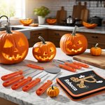 Personlig halloween pumpa snidningsverktyg 11 delar med namn och initialer samt spökmotiv perfekt halloweenpresent för familj