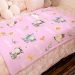 Acuarela Personalizada Animales del Bosque Manta Suave con Nombre Decoración del Hogar Baby Shower Cumpleaños Regalo para Niños Familia Amigos