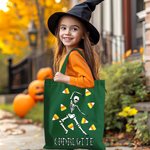 Personalised Sweets-Corn Pumpkin Lollipop Skeleton Reusable Tote Bag with Name Trick or Treat Halloween Party Gift for Kids Friends Family