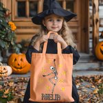 Personalised Sweets-Corn Pumpkin Lollipop Skeleton Reusable Tote Bag with Name Trick or Treat Halloween Party Gift for Kids Friends Family
