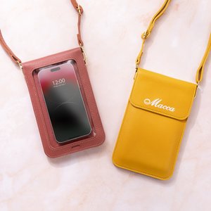 Personalized Portable PU Leather Crossbody Bag with Name and Touch Screen Window Travel Daily Use Birthday Gift for Women