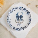 Personalized Chinoiserie Toile De Jouy Ceramic Jewelry Dish with Initial and Name Wedding Engagement Birthday Gift for Women