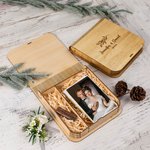Personalisierte Vintage hölzerne Hochzeit Fotobox mit USB 3.0 Flash-Laufwerk und Name Hochzeit Party Geschenk für Newlyweds