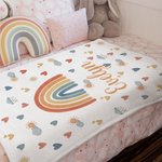 Personalisierte Herz Wolke Lächelnde Sonne Regenbogen Weiche Decke mit Namen Home Decor Weihnachten Geburtstag Geschenk für Kinder