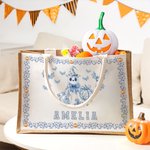 Spersonalizowana torba z juty Bat Pumpkin Ghost Toile De Joey z imieniem Trick or Treat Halloween Party Prezent dla dzieci Kobiety