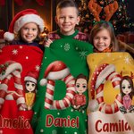 Personalisierte Weihnachtsmannmütze Initiale Schneeflocken Cartoon Charakter weiche Decke mit Namen Home Decor Weihnachtsgeschenk für Familie Freunde