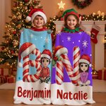 Couverture de Noël Personnalisée avec Nom Initiale et Personnage de Dessin Animé Cadeau de Noël pour la Famille et les Amis
