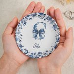 Personalized Chinoiserie Toile De Jouy Ceramic Jewelry Dish with Initial and Name Wedding Engagement Birthday Gift for Women