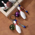 Personalized Bowling Ball Bowling Pin Bag Tag Keychain with Beaded Name Game Day Anniversary Birthday Gift for Bowling Ball Lover