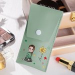 Personalized Cartoon Character Birth Flower PU Leather Makeup Brush Bag Set with Name and 8 Pcs Makeup Brushes Birthday Gift for Girls Women