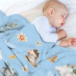 Acuarela Personalizada Animales del Bosque Manta Suave con Nombre Decoración del Hogar Baby Shower Cumpleaños Regalo para Niños Familia Amigos