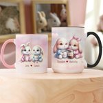 Personlig Dreamy Rabbit Par keramikmugg med namn och underlägg Alla hjärtans dag Jubileum Julklapp för par