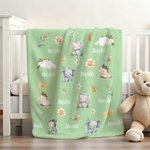 Acuarela Personalizada Animales del Bosque Manta Suave con Nombre Decoración del Hogar Baby Shower Cumpleaños Regalo para Niños Familia Amigos