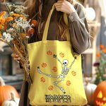 Personalised Sweets-Corn Pumpkin Lollipop Skeleton Reusable Tote Bag with Name Trick or Treat Halloween Party Gift for Kids Friends Family