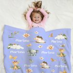 Acuarela Personalizada Animales del Bosque Manta Suave con Nombre Decoración del Hogar Baby Shower Cumpleaños Regalo para Niños Familia Amigos