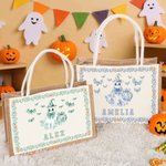Spersonalizowana torba z juty Bat Pumpkin Ghost Toile De Joey z imieniem Trick or Treat Halloween Party Prezent dla dzieci Kobiety