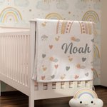 Personalisierte Herz Wolke Lächelnde Sonne Regenbogen Weiche Decke mit Namen Home Decor Weihnachten Geburtstag Geschenk für Kinder
