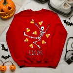 Spersonalizowana bluza Halloween Skeleton Pumpkin Candy z imieniem Prezent na Halloween dla rodziny i przyjaciół