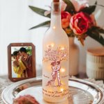 Personalized Toile De Jouy Style Couple Tree LED Bottle Lamp with Names Soft Light Valentine's Day Wedding Anniversary Gift for Couples