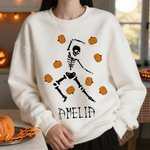Spersonalizowana bluza Halloween Skeleton Pumpkin Candy z imieniem Prezent na Halloween dla rodziny i przyjaciół