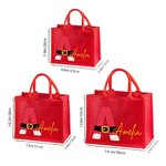 Papá Noel personalizado Bolsa de yute roja reutilizable con inicial y nombre Fiesta de Navidad Regalo para la familia Niños