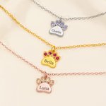 Personalizzato Birthstone Pet Paw Print Bracciale con nome inciso Squisito Gioielli Compleanno Regalo di Natale per l'amante degli animali domestici