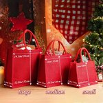 Personalized Christmas Santa Hat Cute Animal Large Jute Tote Bag with Name Daily Use Christmas Party Gift for Family Friends