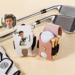 Henkilökohtainen Monivärinen PU Nahka Golf Ball Bag Tee haltija nimi ja valokuva Sport tarvikkeet Syntymäpäivälahja Golf Lover Friend
