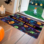Personlig Spooky Neon Spider Web Ghost Pumpkin Lantern Dörrmatta med text Heminredning Halloween Present till familj och vänner
